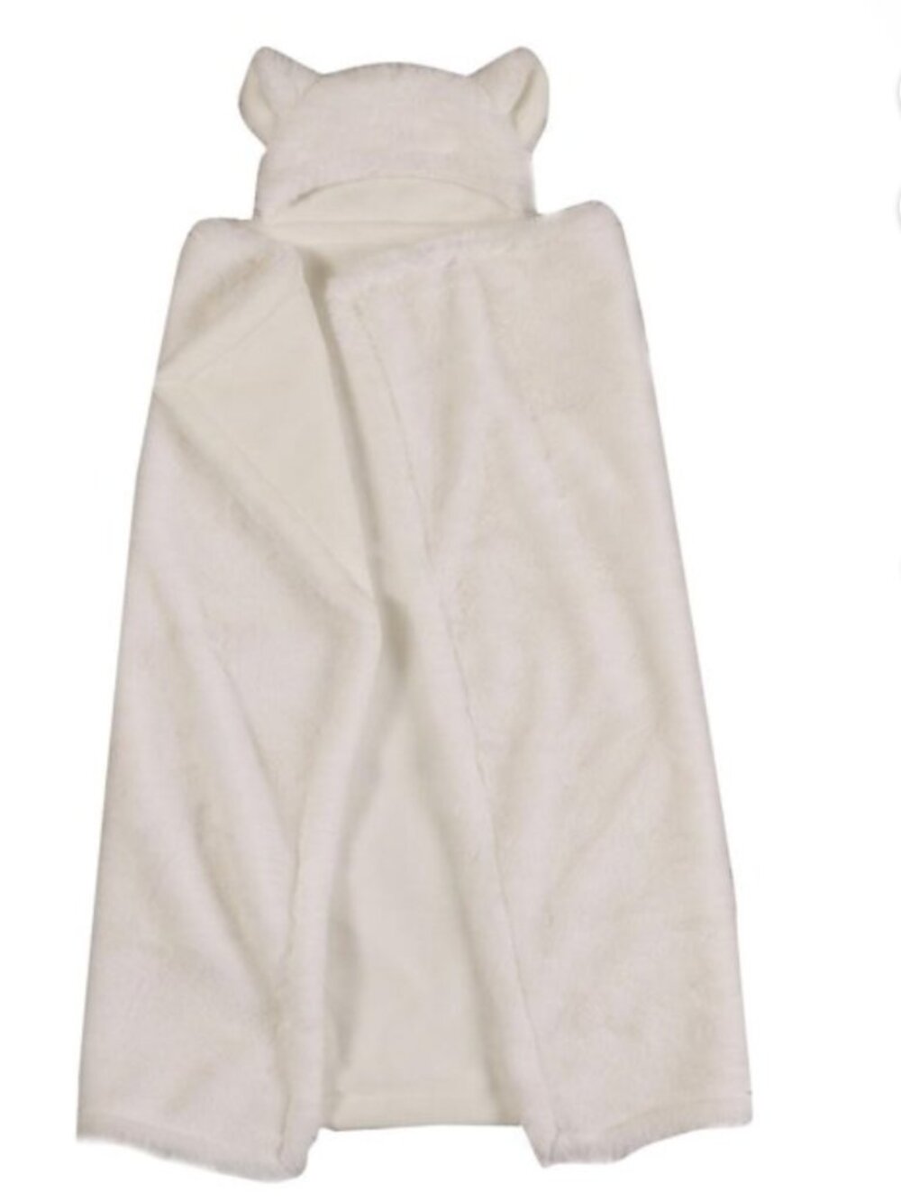 George White Plush Hooded Baby Towel with Ears